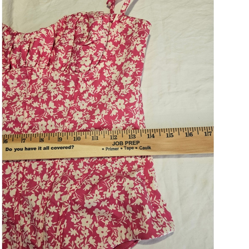 Zara Pink Floral Corset Bodice Bodysuit Sweetheart Neckline 4688/118/046 Size M - Picture 8 of 8